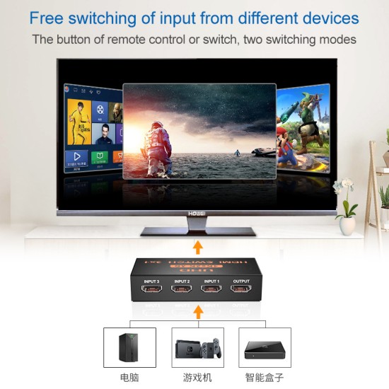 ATC HDMI Switch Μεταλλικό 3 In / 1 Out 4K x 2K Remote ATC HDMI Switch Μεταλλικό 3 In / 1 Out 4K x 2K Remote