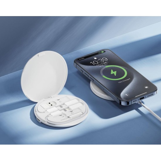 XO CX031 Adapter Family Box + Μαγνητικός ασύρματος φορτιστής 15W Λευκό