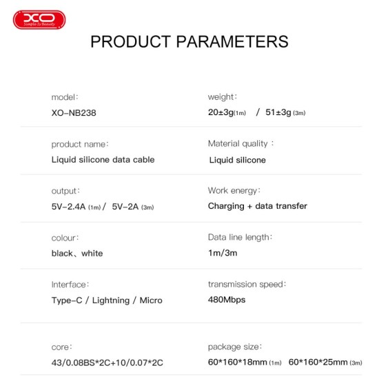 XO NB238 Καλώδιο Φόρτισης + Data TypeC L=3M Zeus Series Μαύρο XO NB238 Καλώδιο Φόρτισης + Data TypeC L=3M Zeus Series Μαύρο