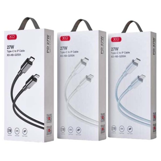 XO NB-Q250A PD 27W PVC Καλώδιο Φόρτισης + Data για Lightning L=1m Μαύρο XO NB-Q250A PD 27W PVC Καλώδιο Φόρτισης + Data για Lightning L=1m Μαύρο