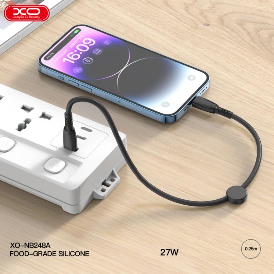 XO NB-Q248B Κοντό Καλώδιο Φόρτισης + Data 60W από Type-C σε Type-C 25 εκατοστών Suluo Series Μαύρο XO NB-Q248B Κοντό Καλώδιο Φόρτισης + Data 60W από Type-C σε Type-C 25 εκατοστών Suluo Series Μαύρο