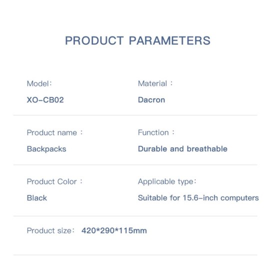 XO CB02 Σακίδιο Πλάτης μεχρι 15.6-inch Laptop XO CB02 Σακίδιο Πλάτης μεχρι 15.6-inch Laptop