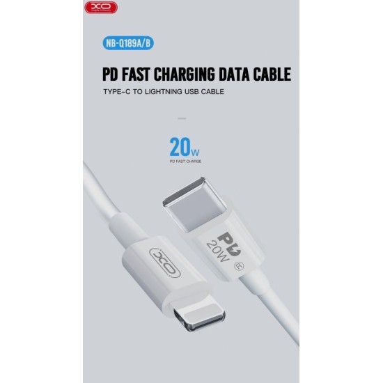 XO NB-Q189A PD 20W Καλώδιο Φόρτισης + Data Type-C σε Lightning 1m XO NB-Q189A PD 20W Καλώδιο Φόρτισης + Data Type-C σε Lightning 1m