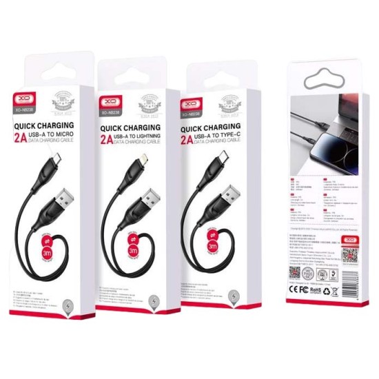 XO NB238 Καλώδιο Φόρτισης + Data Lightning L=3M Zeus Series Μαύρο XO NB238 Καλώδιο Φόρτισης + Data Lightning L=3M Zeus Series Μαύρο