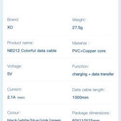 XO NB212 2.1A USB Καλώδιο Για Type-C 1m Ρόζ XO NB212 2.1A USB Καλώδιο Για Type-C 1m Ρόζ