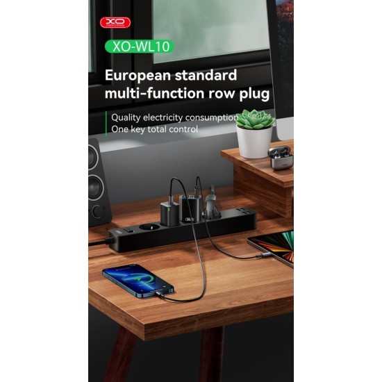 ΧΟ WL10 (EU) Πολύπριζο 4 Θέσεων με 4 Θύρες USB με Διακόπτη 1.8m (4AC+4USB) ΧΟ WL10 (EU) Πολύπριζο 4 Θέσεων με 4 Θύρες USB με Διακόπτη 1.8m (4AC+4USB)