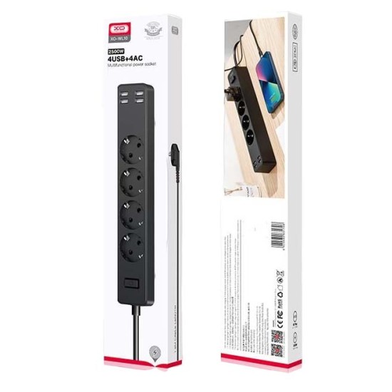 ΧΟ WL10 (EU) Πολύπριζο 4 Θέσεων με 4 Θύρες USB με Διακόπτη 1.8m (4AC+4USB) ΧΟ WL10 (EU) Πολύπριζο 4 Θέσεων με 4 Θύρες USB με Διακόπτη 1.8m (4AC+4USB)
