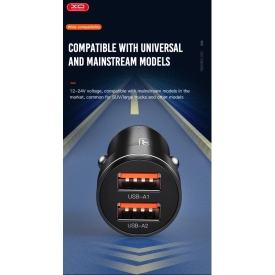 XO CC48 Smart Μεταλλικός Διπλός USB Universal Φορτιστής Αυτοκινήτου XO CC48 Smart Μεταλλικός Διπλός USB Universal Φορτιστής Αυτοκινήτου