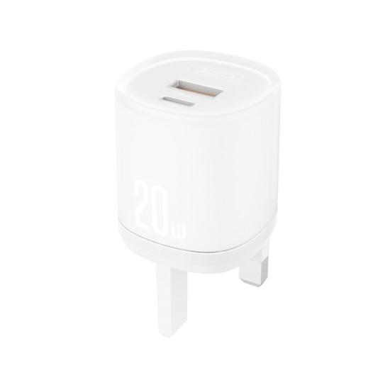 XO L144(UK) PD20W 1USB-A+1USB-C Γρήγορος Φορτιστής Λευκό XO L144(UK) PD20W 1USB-A+1USB-C Γρήγορος Φορτιστής Λευκό