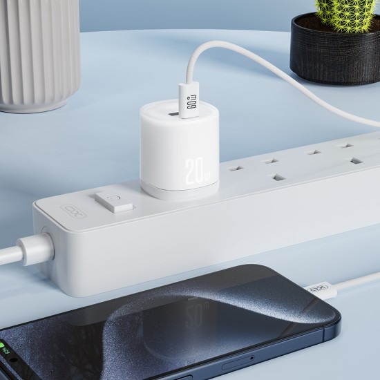 XO L144(UK) PD20W 1USB-A+1USB-C Γρήγορος Φορτιστής Λευκό XO L144(UK) PD20W 1USB-A+1USB-C Γρήγορος Φορτιστής Λευκό