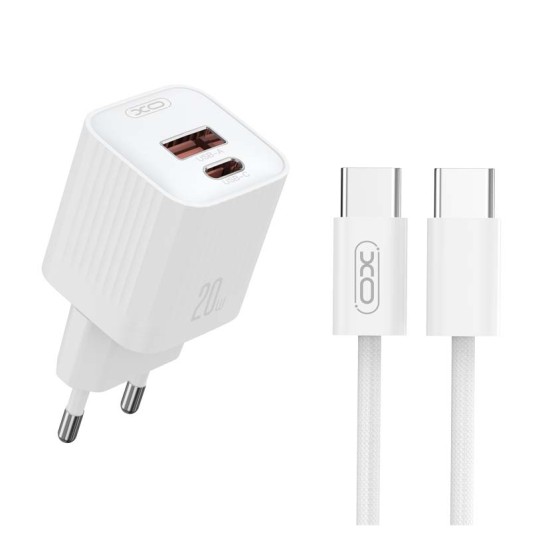 XO L147 (EU) PD 1USB-A+1USB-C Φορτιστής με καλώδιο TYPE-C Λευκό XO L147 (EU) PD 1USB-A+1USB-C Φορτιστής με καλώδιο TYPE-C Λευκό