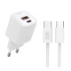 XO L147 (EU) PD 1USB-A+1USB-C Φορτιστής με καλώδιο TYPE-C Λευκό XO L147 (EU) PD 1USB-A+1USB-C Φορτιστής με καλώδιο TYPE-C Λευκό