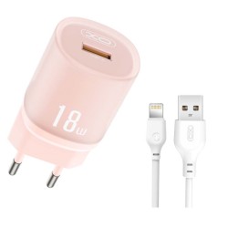XO L157(EU) QC3.0 18W Φορτιστής με Καλώδιο Lightning Ροζ XO L157(EU) QC3.0 18W Φορτιστής με Καλώδιο Lightning Ροζ