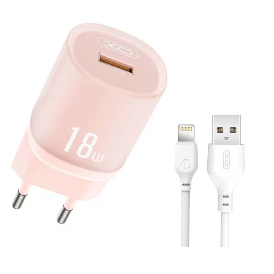 XO L157(EU) QC3.0 18W Φορτιστής με Καλώδιο Lightning Ροζ XO L157(EU) QC3.0 18W Φορτιστής με Καλώδιο Lightning Ροζ