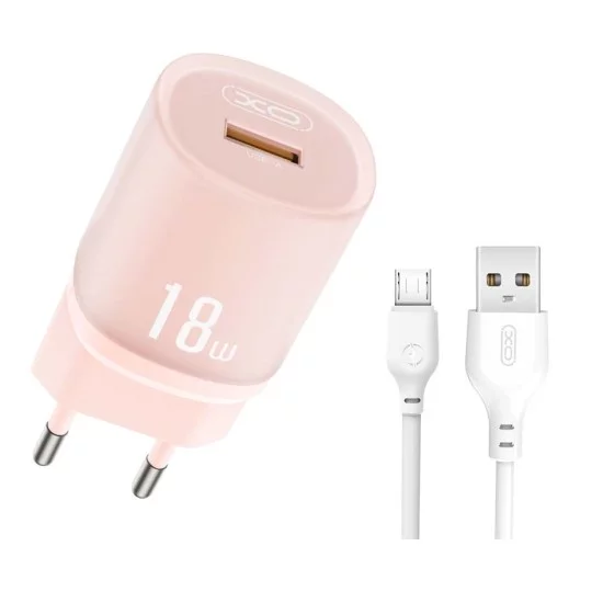 XO L157(EU) QC3.0 18W Φορτιστής με Καλώδιο Micro Ροζ XO L157(EU) QC3.0 18W Φορτιστής με Καλώδιο Micro Ροζ