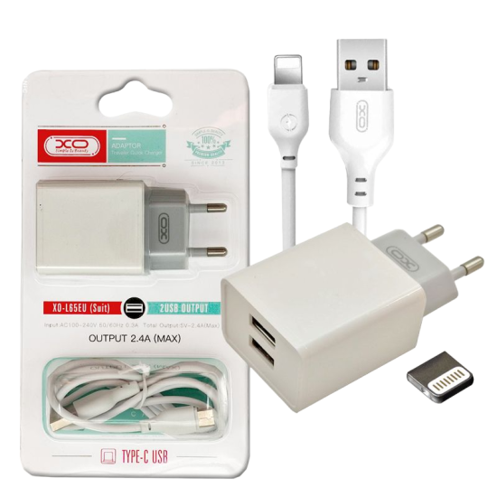 XO L65EU 2.4A Διπλής Θύρας USB Φορτιστής για Lightning XO L65EU 2.4A Διπλής Θύρας USB Φορτιστής για Lightning