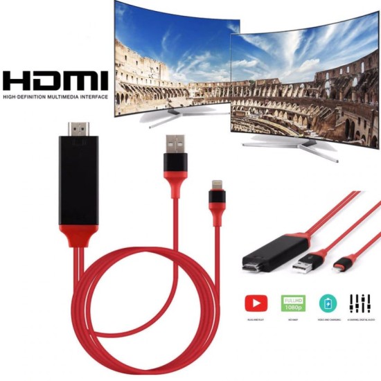 Lightning to HDMI adapter M/M Red Lightning to HDMI adapter M/M Red