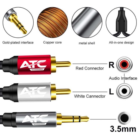 ATC HQ 3.5mm M/ 2 X RCA Cable 1.5m ATC HQ 3.5mm M/ 2 X RCA Cable 1.5m