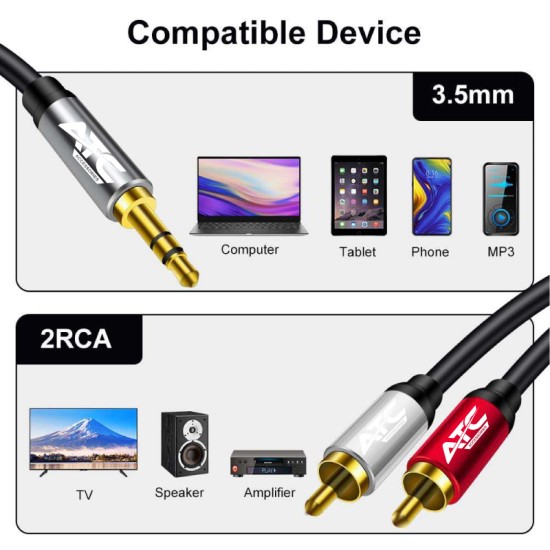 ATC HQ 3.5mm M/ 2 X RCA Cable 3m ATC HQ 3.5mm M/ 2 X RCA Cable 3m