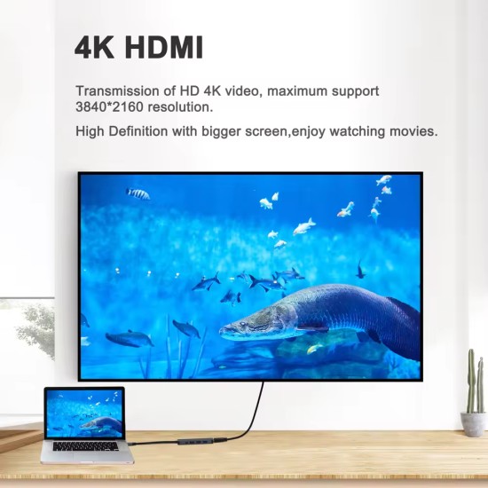 Αντάπτορας 5 σε 1 PD 100W Type-C HDTV USB2.0/3.0 4K 30HZ Αντάπτορας 5 σε 1 PD 100W Type-C HDTV USB2.0/3.0 4K 30HZ