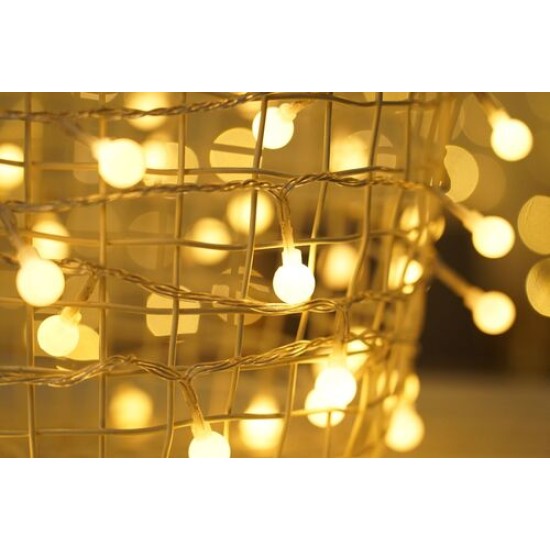 Modee Lighting Χριστουγεννιάτικα Λαμπάκια LED Τύπου Berry με Τροφοδοτικό (100LED/10m/10cm) Θερμό Λευκό