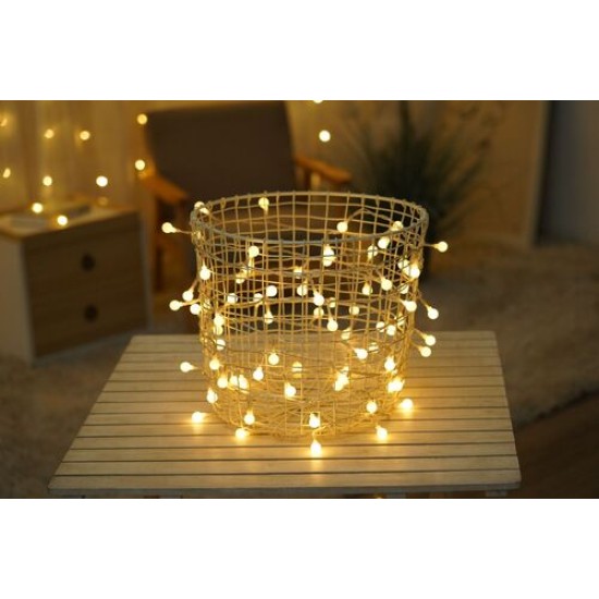 Modee Lighting Χριστουγεννιάτικα Λαμπάκια LED Τύπου Berry με Τροφοδοτικό (100LED/10m/10cm) Θερμό Λευκό