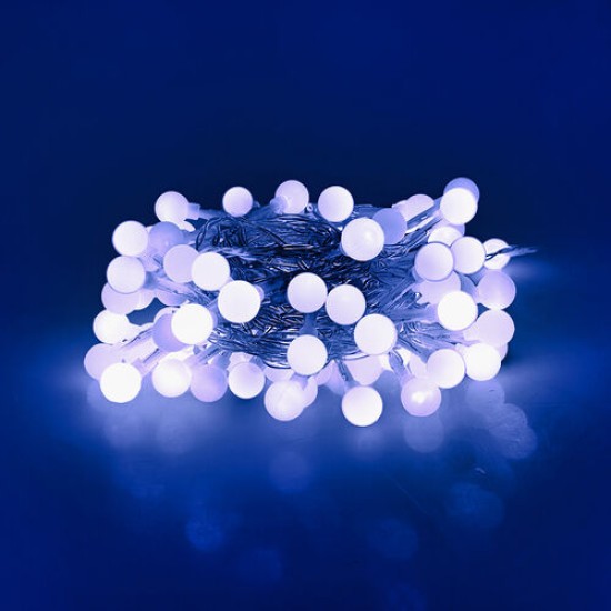 Modee Lighting Χριστουγεννιάτικα Λαμπάκια LED Τύπου Berry με Τροφοδοτικό (100LED/10m/10cm) Ψυχρό Λευκό