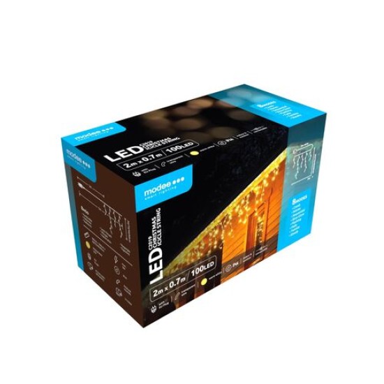Modee Χριστουγεννιάτικα Φωτάκια LED με Τροφοδοτικό & Δυνατότητα Επέκτασης (100LED/2m/H70cm) Θερμό Λευκό