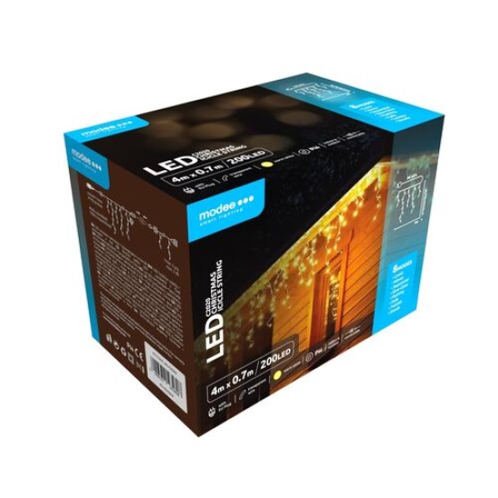 Modee Χριστουγεννιάτικα Φωτάκια LED με Τροφοδοτικό & Δυνατότητα Επέκτασης (200LED/4m/H70cm) Θερμό Λευκό