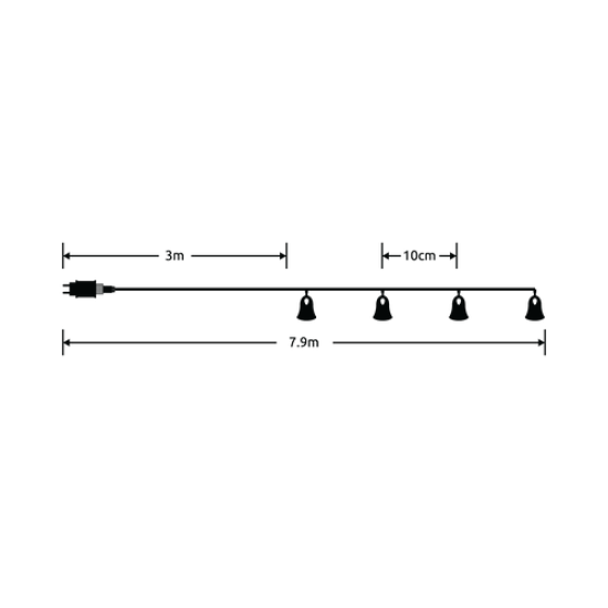 Modee Χριστουγεννιάτικα Φωτάκια LED με Τροφοδοτικό (50LED/4.9m/10cm) Θερμό Λευκό