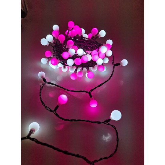 Modee Christmas LED Λαμπάκια Τύπου Berry με Βύσμα (100LED/10m/10cm) Ροζ & Ψυχρό