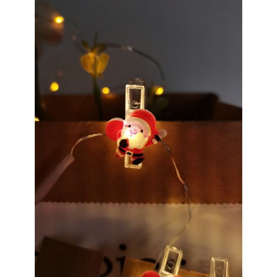 Modee Χριστουγεννιάτικα Διακοσμητικά Φωτάκια LED με Κλιπ & Μπαταρία (10LED/120cm/10cm) Θερμό Λευκό