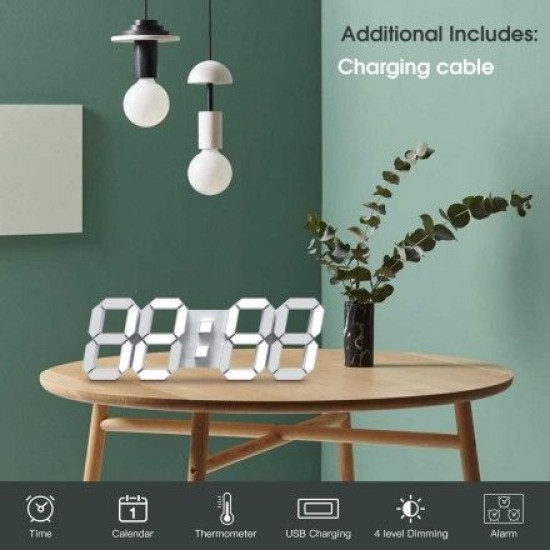 EDUP EH-LED1301 Ρολόι τοίχου 3D LED 15" Ξυπνητήρι με Τηλεχειριστήριο