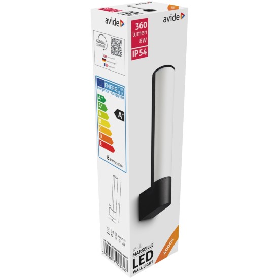 Avide Εξωτερικό Φωτιστικό Τοίχου Marseille Vertical LED 8W Λευκό 4000K IP54 Avide Εξωτερικό Φωτιστικό Τοίχου Marseille Vertical LED 8W Λευκό 4000K IP54