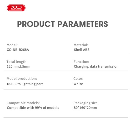 XO NB-R268A Καλώδιο Φόρτισης Type-c σε Lightning 27W XO NB-R268A Καλώδιο Φόρτισης Type-c σε Lightning 27W
