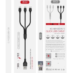 XO NB103 2.0A 3 σε 1 Καλώδιο USB Λευκό XO NB103 2.0A 3 σε 1 Καλώδιο USB Λευκό