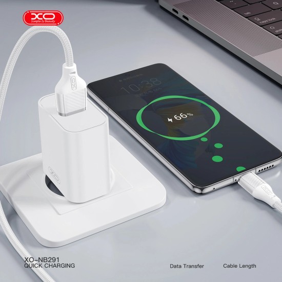 XO NB291 Καλώδιο Φόρτισης & Μεταφοράς Δεδομένων Type-C Braided 6A Λευκό XO NB291 Καλώδιο Φόρτισης & Μεταφοράς Δεδομένων Type-C Braided 6A Λευκό