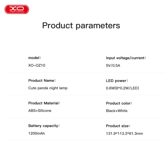 XO OZ10 Πάντα Pat Φωτάκι Σιλικόνης 1200mAh