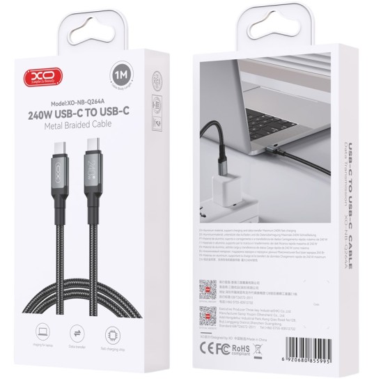XO NB-Q264A Type-c to Type-c 240W High Power Data Cable 1m XO NB-Q264A Type-c to Type-c 240W High Power Data Cable 1m