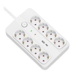 Technik Πολύπριζο 8 Θέσεων 1,5m (1,5mm2) + USB-A-C+ Surge + Διακόπτης 16A Technik Πολύπριζο 8 Θέσεων 1,5m (1,5mm2) + USB-A-C+ Surge + Διακόπτης 16A