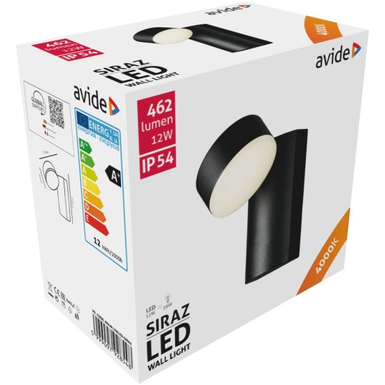 Avide Εξωτερικό Φωτιστικό Τοίχου Siraz LED 12W Λευκό 4000K IP54 Avide Εξωτερικό Φωτιστικό Τοίχου Siraz LED 12W Λευκό 4000K IP54