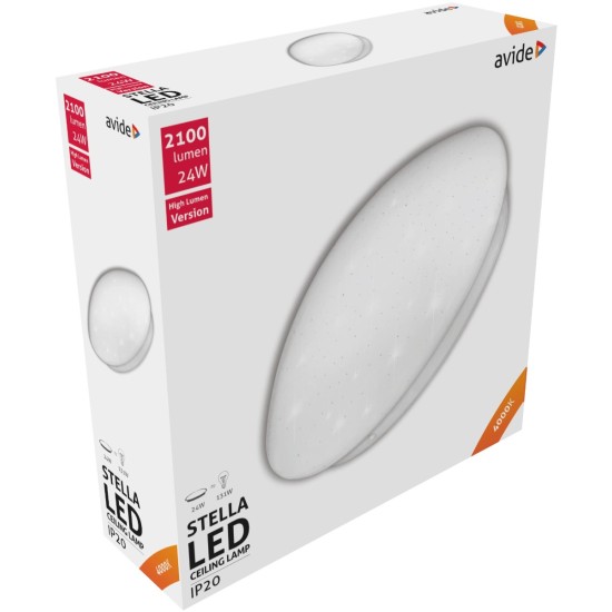 Avide LED Μοντέρνα Πλαφονιέρα Οροφής Stella (Starry) 24W 380*110.0mm Λευκό 4000K Avide LED Μοντέρνα Πλαφονιέρα Οροφής Stella (Starry) 24W 380*110.0mm Λευκό 4000K