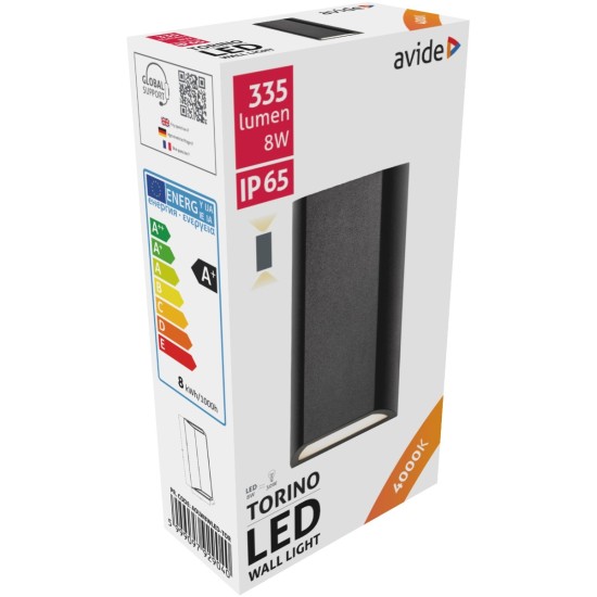Avide Εξωτερικό Φωτιστικό Τοίχου Torino 2 Way LED 8W Λευκό 4000K IP65 Avide Εξωτερικό Φωτιστικό Τοίχου Torino 2 Way LED 8W Λευκό 4000K IP65