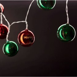 Entac Χριστουγεννιάτικα Εσωτερικά Χρωματιστές Μπάλες 55mm 10 LED Θερμό 1,65μ