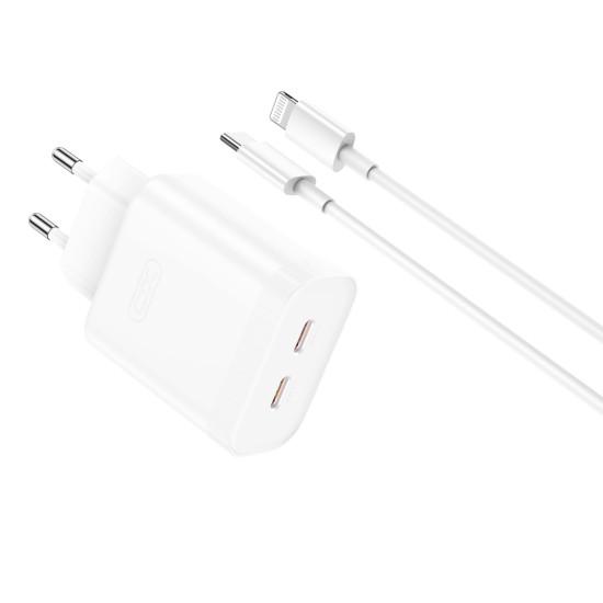 XO L105 (EU) 35W Διπλός Φορτιστής Γρήγορης Φόρτισης Type-c με Καλώδιο Lightning XO L105 (EU) 35W Διπλός Φορτιστής Γρήγορης Φόρτισης Type-c με Καλώδιο Lightning