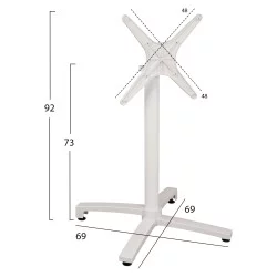 ΒΑΣΗ ΑΛΟΥΜΙΝΙΟΥ HM459.02 ΛΕΥΚΟ ΜΑΤ 69Χ69Χ73Υεκ. ΜΕ ΕΠΙΦΑΝΕΙΑ 48Χ48εκ.