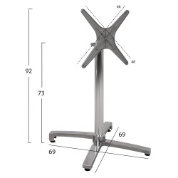 ΒΑΣΗ ΑΛΟΥΜΙΝΙΟΥ ΠΤΥΣΣΟΜΕΝΗ ΧΡΩΜΙΟΥ 69Χ69Χ73Υεκ. ΜΕ ΣΤΑΥΡΟ 48Χ48εκ.HM459.03