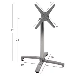 ΒΑΣΗ ΑΛΟΥΜΙΝΙΟΥ ΠΤΥΣΣΟΜΕΝΗ ΧΡΩΜΙΟΥ 69Χ69Χ73Υεκ. ΜΕ ΣΤΑΥΡΟ 48Χ48εκ.HM459.03