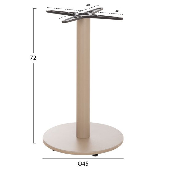 ΒΑΣΗ ΤΡΑΠΕΖΙΟΥ ΑΛΟΥΜΙΝΙΟΥ ΣΤΡΟΓΓΥΛΗ ΚΑΠΟΥΤΣΙΝΟ HM476.25 ΣΤΑΥΡΟΣ 48Χ48εκ Φ45Χ72Υεκ.