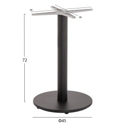 ΒΑΣΗ ΤΡΑΠΕΖΙΟΥ ΑΛΟΥΜΙΝΙΟΥ ΣΤΡΟΓΓΥΛΗ ΜΑΥΡΟ ΜΑΤ HM476.01 ΣΤΑΥΡΟΣ 48Χ48εκ Φ45Χ72Υεκ.